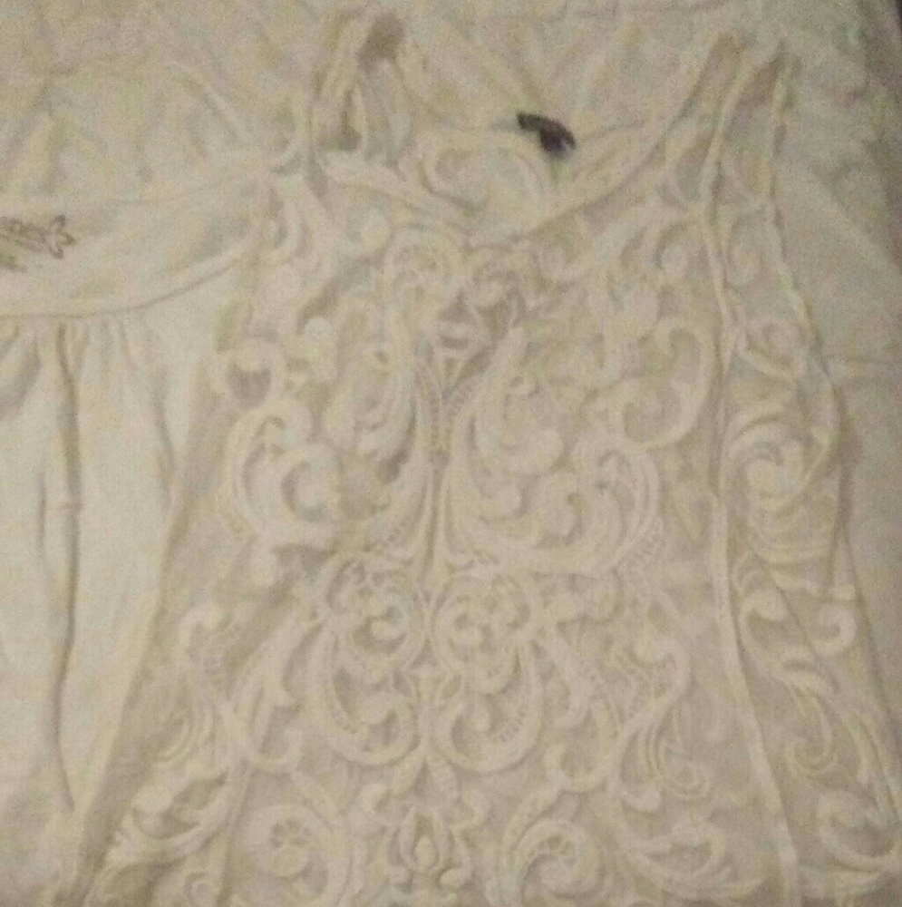 White semi sheer floral tank by Express size small